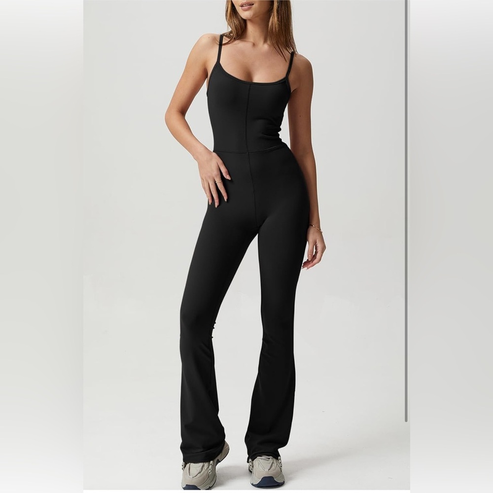 Black Flare Pant Jumpsuit M